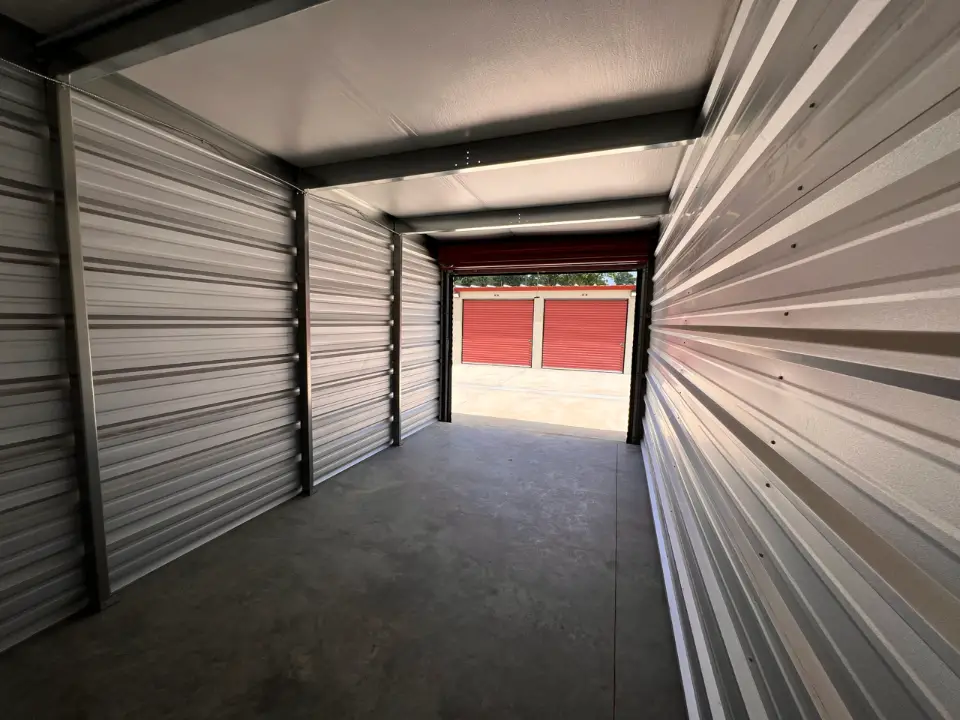 Clean, dust-sealed storage unit interior at Cedar Storage